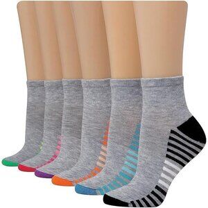 🆕 Women Grey 6-Pair Comfort Fit Ankle Socks Casual Cushioning Work Gym Sports